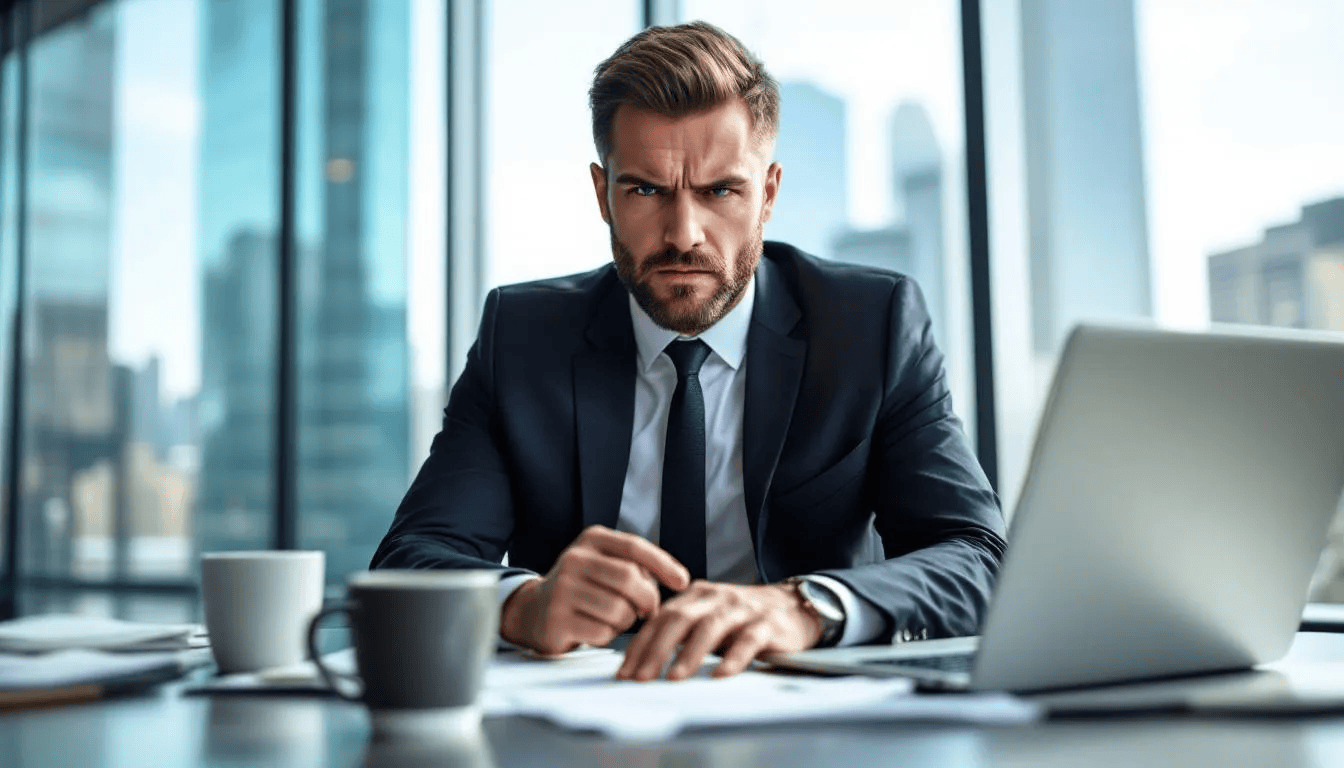 Ein Geschäftsmann sitzt an einem Tisch und analysiert auf seinem Laptop-Bildschirm die steigenden Werbekosten, während er wichtige Informationen zur Suchmaschinenoptimierung und Google-Rankings betrachtet. Auf dem Bildschirm sind Diagramme und Zahlen zu sehen, die ihm helfen, die Effektivität seiner SEO-Maßnahmen und die Sichtbarkeit seiner Unternehmenswebsite zu bewerten.