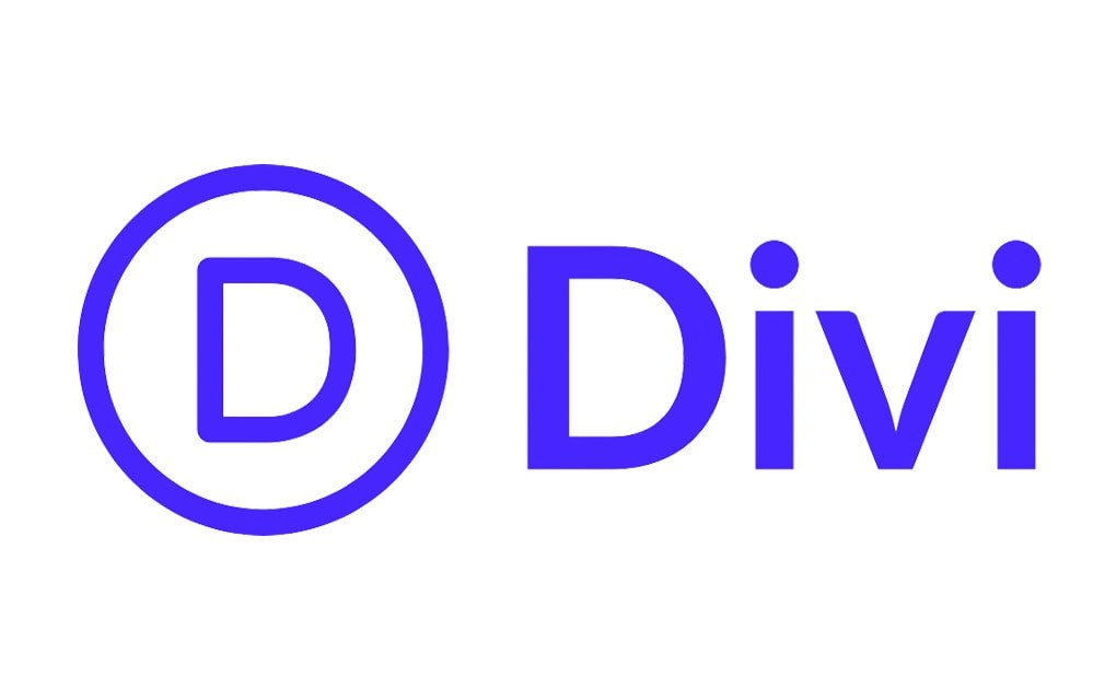 Divi-Logo mit einem fetten lila "D" in einem Kreis, gefolgt von dem Wort "Divi" in lila Text auf weißem Hintergrund.