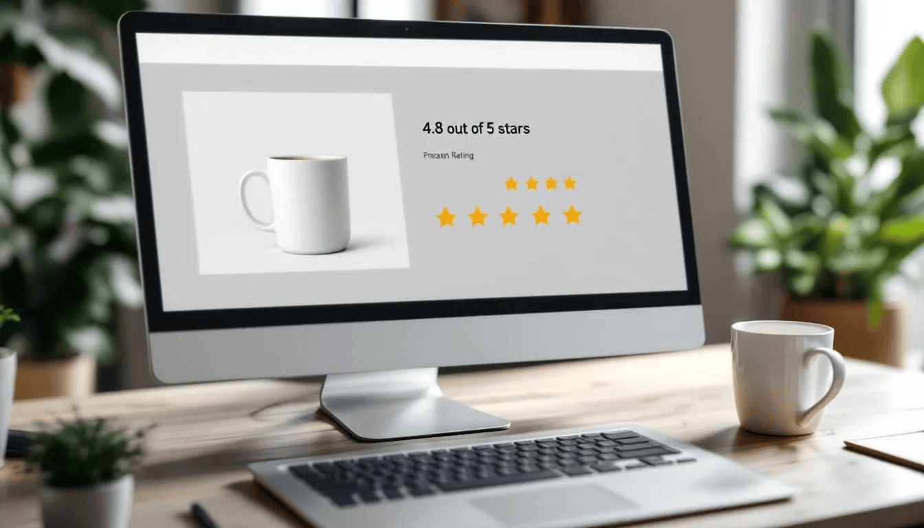 Das Bild zeigt einen Website-Bildschirm mit integrierten Bewertungssternen, die die positiven Bewertungen von Kunden auf der Bewertungsplattform ProvenExpert darstellen. Die Sterne symbolisieren das Vertrauen und die Kundenzufriedenheit mit den angebotenen Dienstleistungen und Produkten.